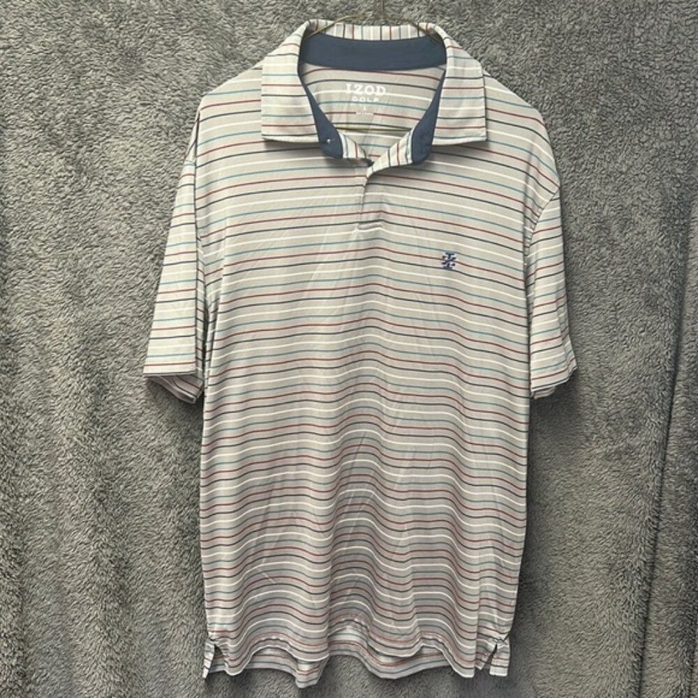 Izod men’s striped golf shirt size L
